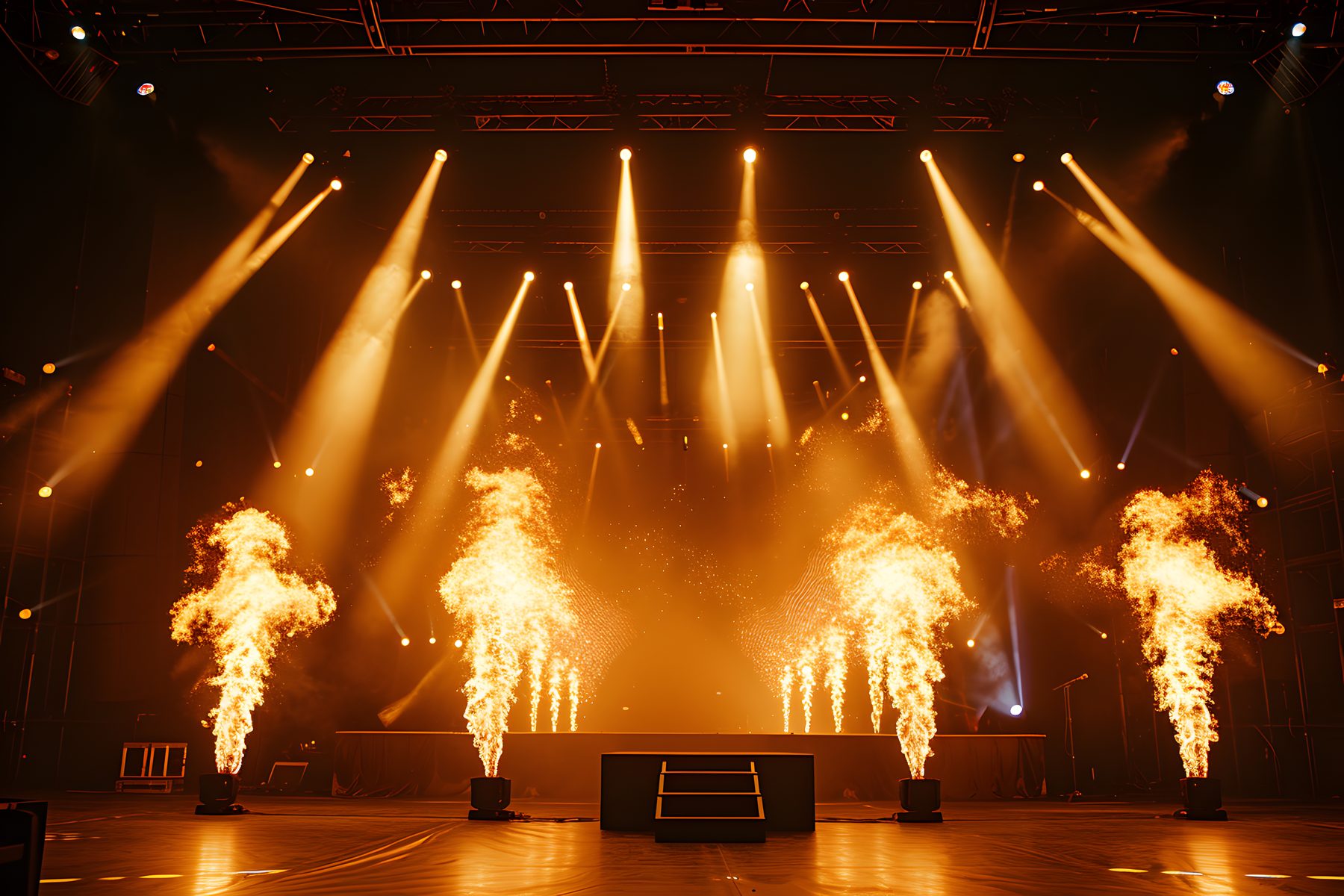 Flames and stage lighting