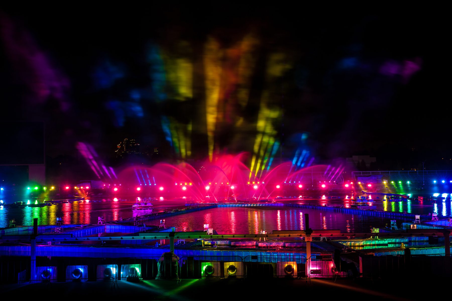 Night show with coloured lighting